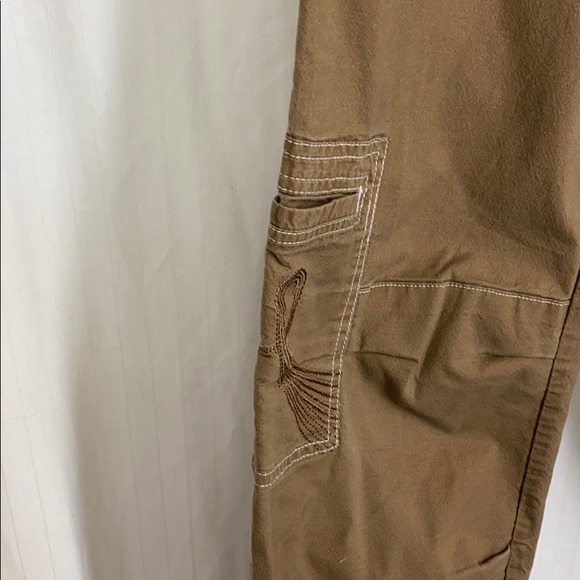 PRANA S Tan Cargo Capri Cropped Pants Embroidered - Picture 3 of 8